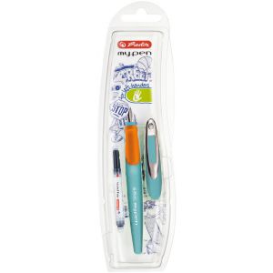 Pióro wieczne Herlitz My Pen dla leworęcznych, Miętowo-pomarańczowe
